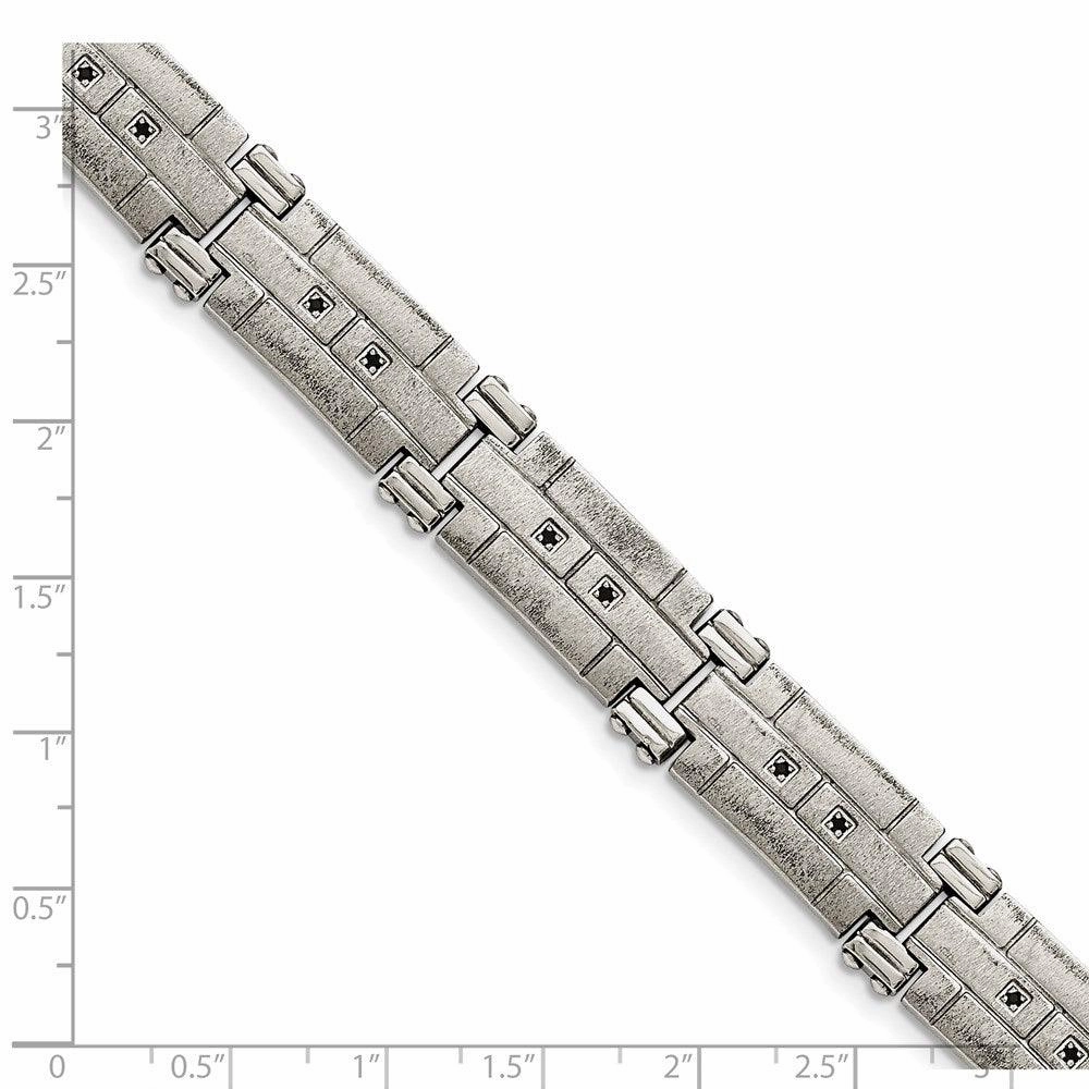 Stainless Steel Polished and Satin w/Black CZ Bracelet