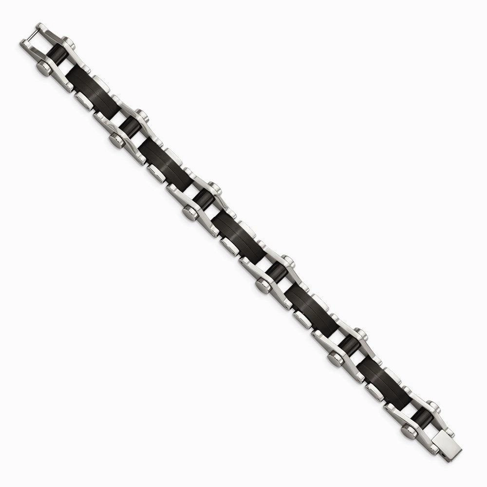 Stainless Steel Polished Black IP-plated 8 inch Bracelet
