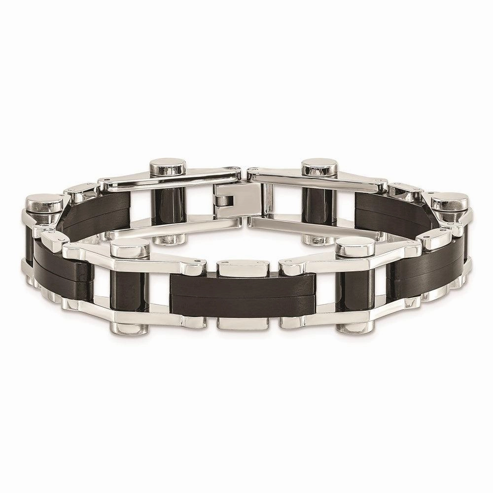 Stainless Steel Polished Black IP-plated 8 inch Bracelet
