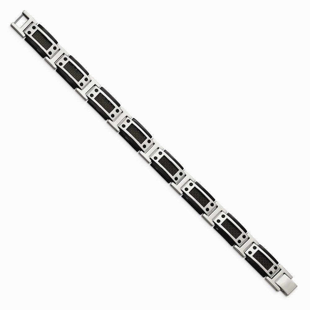 Stainless Steel Polished Black IP-plated w/ Carbon Fiber Inlay 8.5in Brace