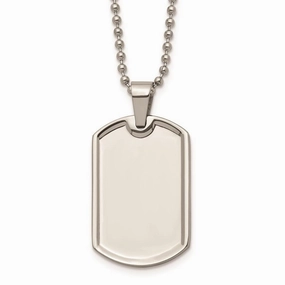 Stainless Steel Polished Dog Tag Necklace