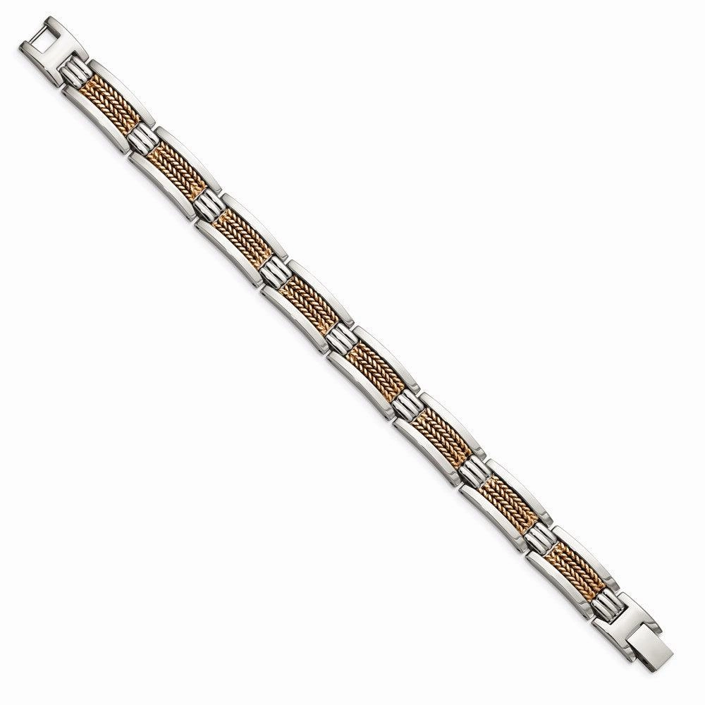 Stainless Steel Polished Rose IP-Plated Bracelet