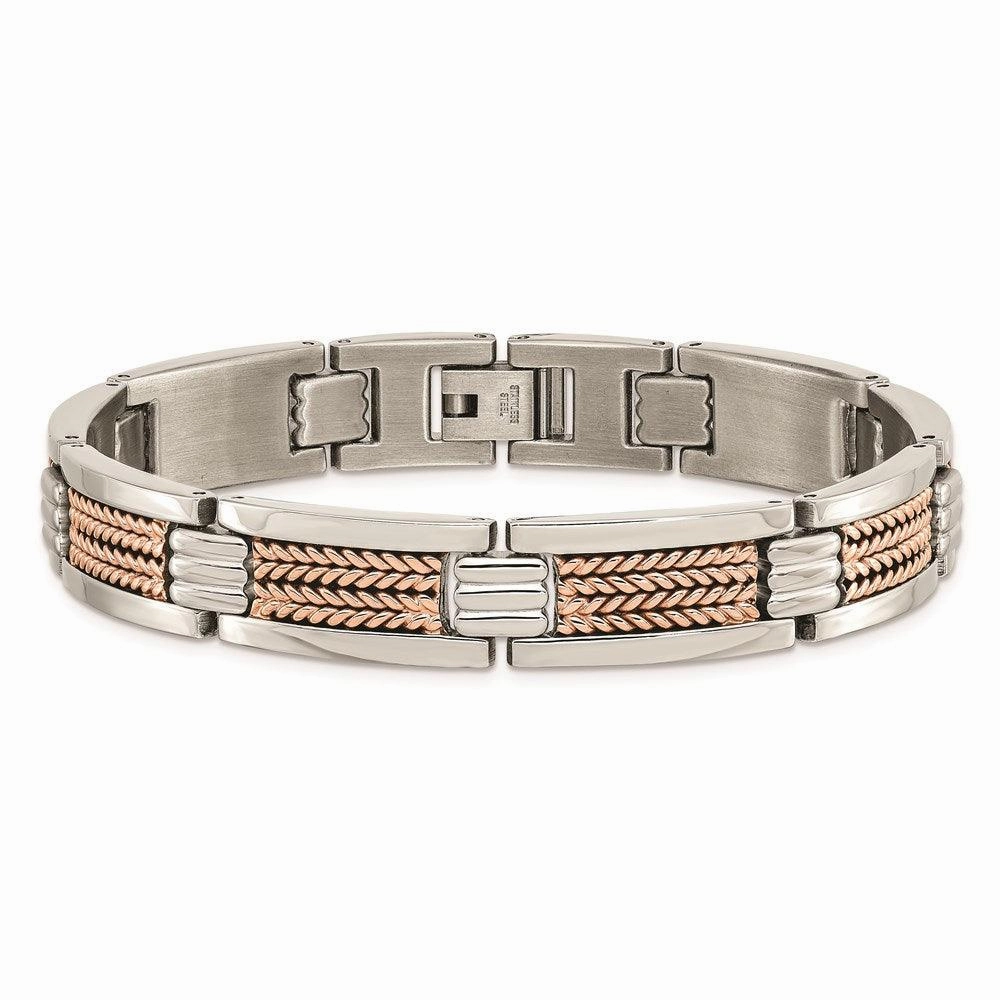 Stainless Steel Polished Rose IP-Plated Bracelet