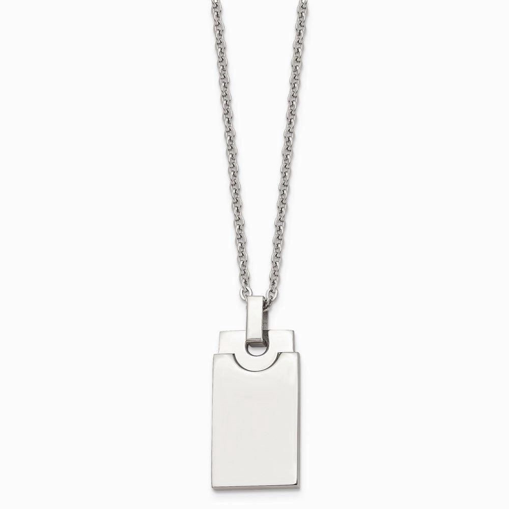 Stainless Steel Polished Square 22in Necklace