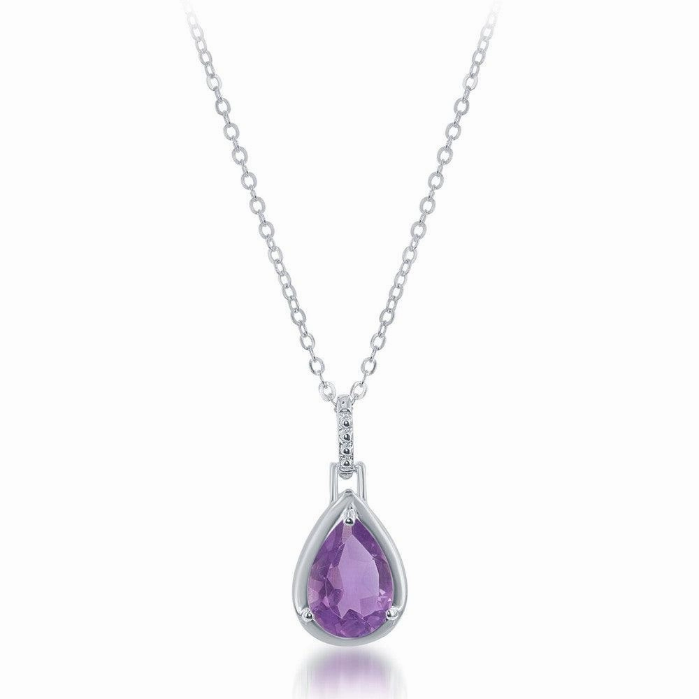 Sterling Silver Amethyst 1.67 cttw Teardrop Pendant