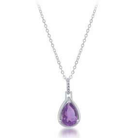 Sterling Silver Amethyst 1.67 cttw Teardrop Pendant