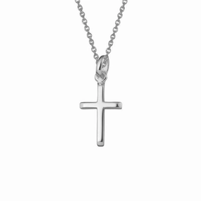 Sterling Silver Beveled Tip Cross Necklace