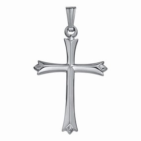 Sterling Silver Fluted Cross Necklace 18" (Chain Not Pictured)