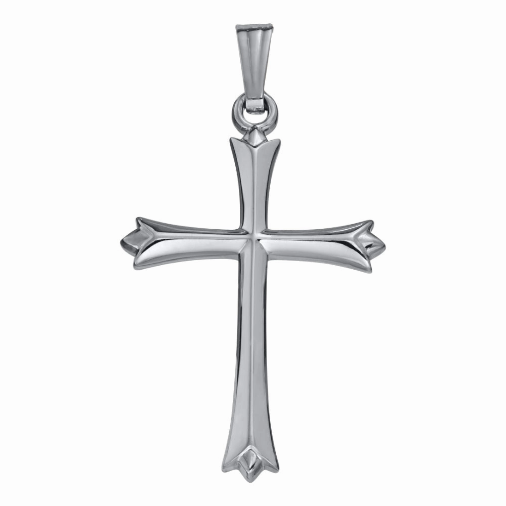 Sterling Silver Fluted Cross Necklace 18" (Chain Not Pictured)