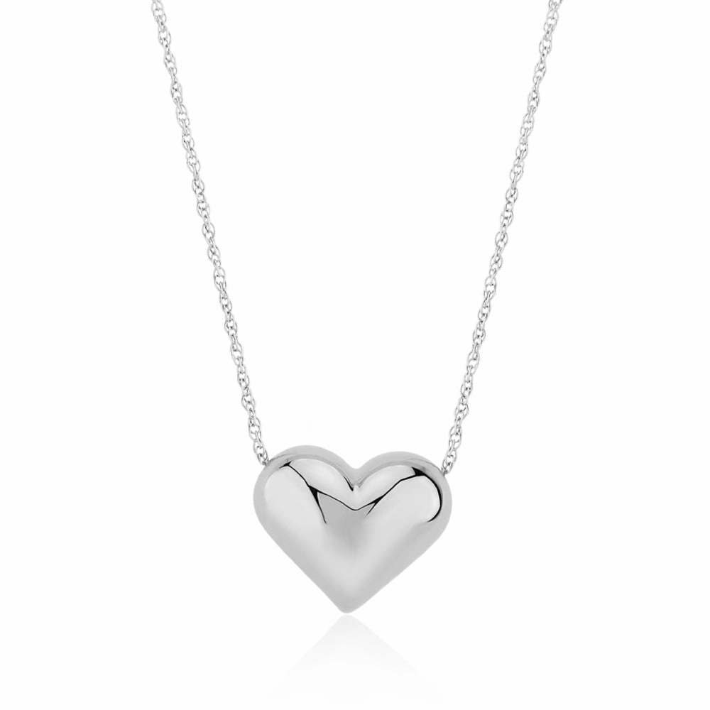 Sterling Silver Puffed Heart Pendant Necklace