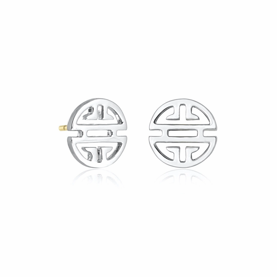 Sterling Silver Shou Stud Earrings
