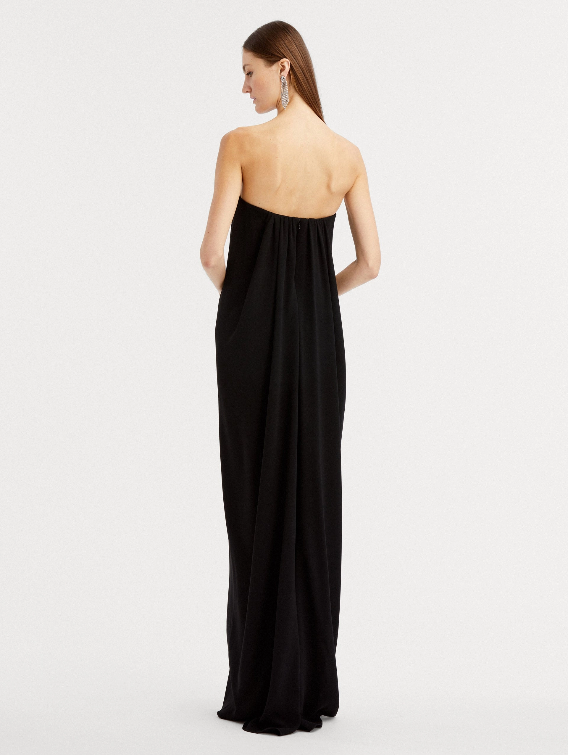 Strapless Draped Column Gown