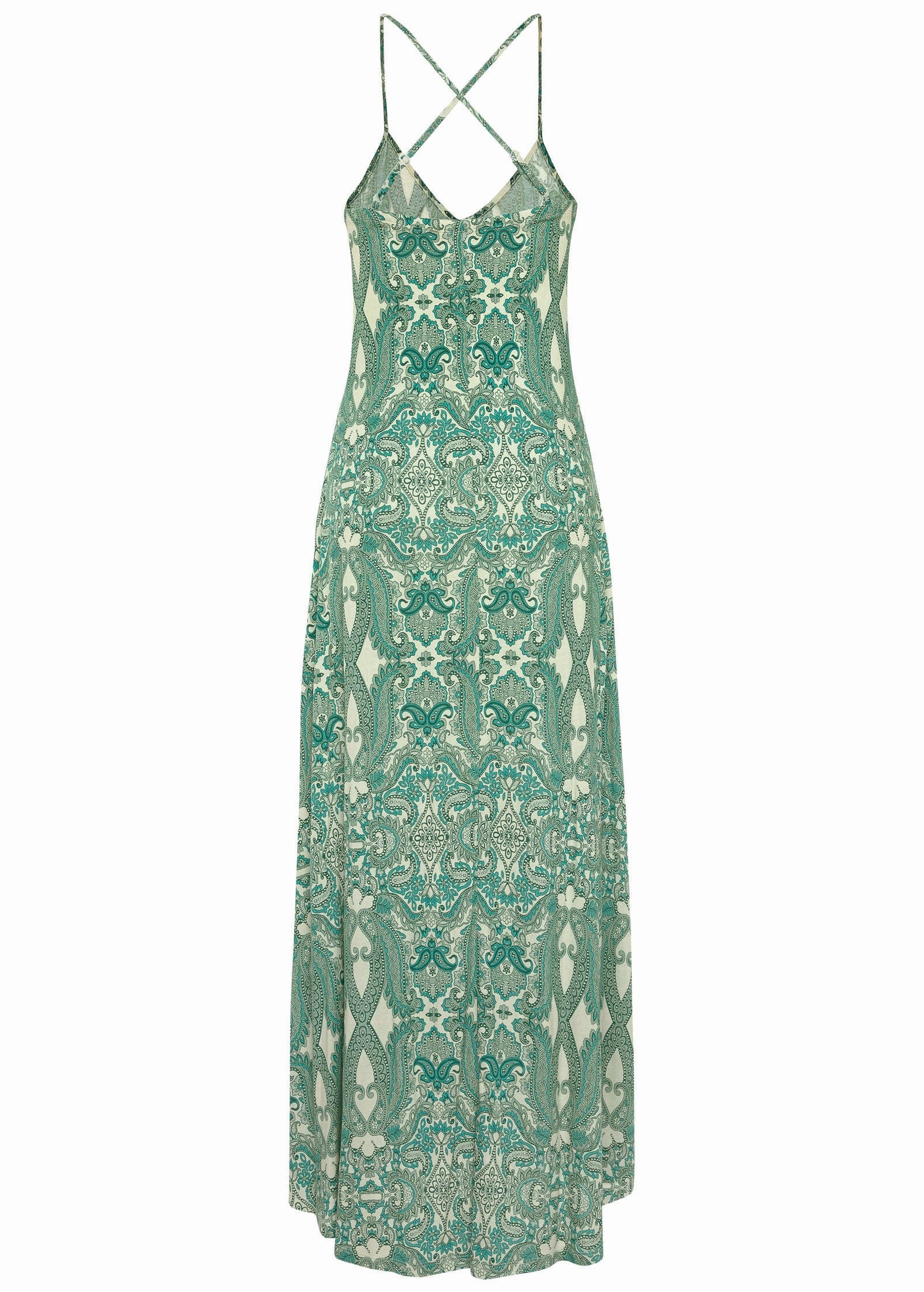 Strappy Back Printed Maxi - Green & Off White