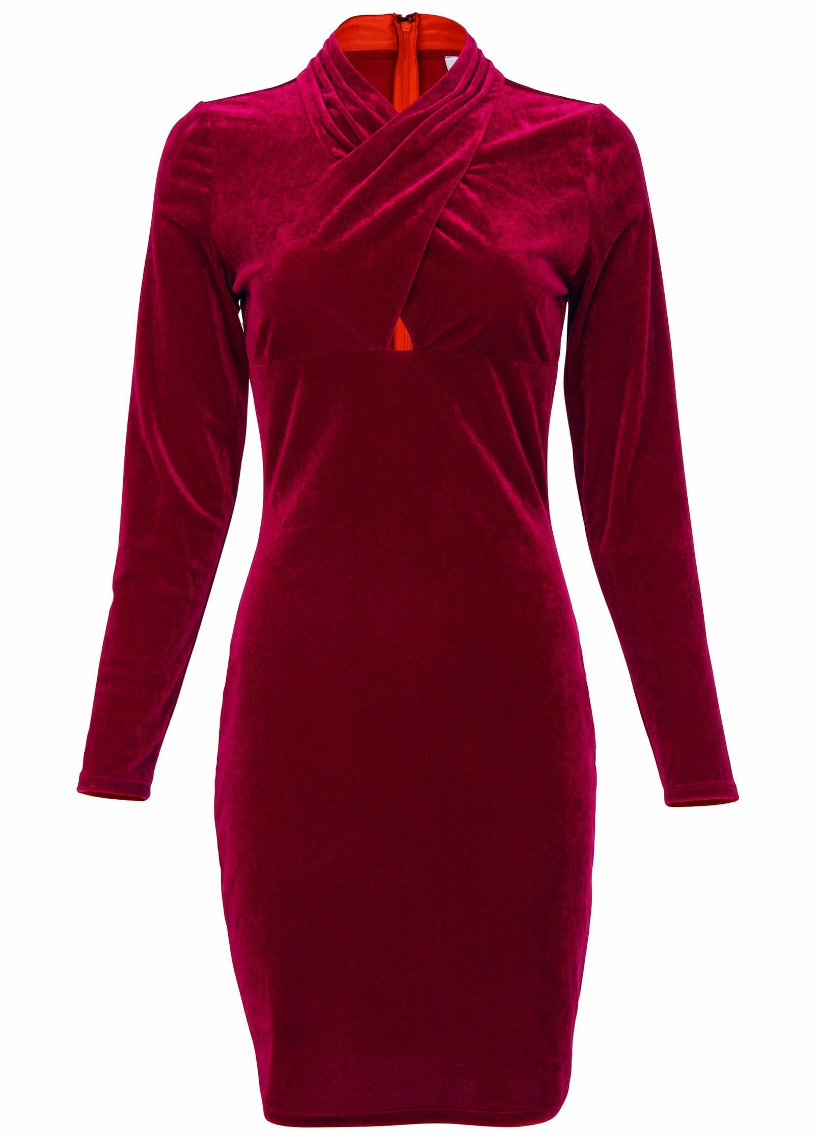 Stretch Velvet Cutout Dress - Haute Red
