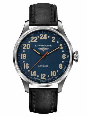 Sturmanskie ARCTIC RUSSIAN 24-Hour Black Leather Mens Watch 2431-6821347