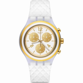Swatch Men's Watch - Elegolden Chronograph White and Gold Tone Dial | SVCK1008