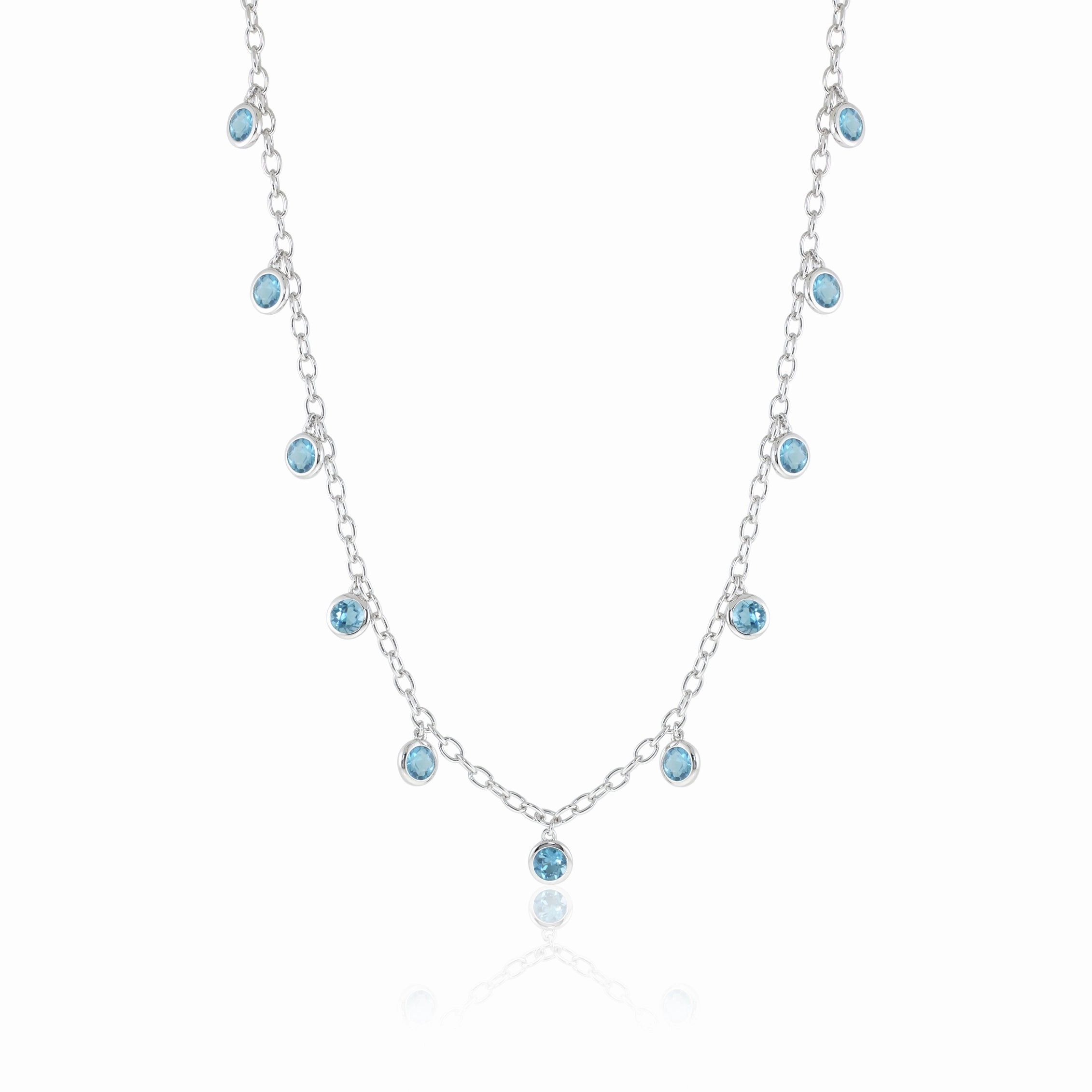 Swiss Blue Topaz Dewdrops Necklace