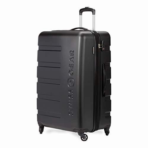 SWISSGEAR 7366 Hardside Expandable Luggage with Spinner Wheels (Medium Checked, Black)