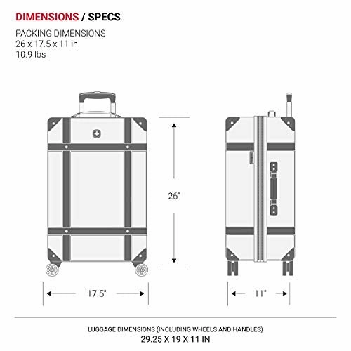 SwissGear 7739 Trunk, Hardside Spinner Luggage (White, Checked-Large 26 Inch)