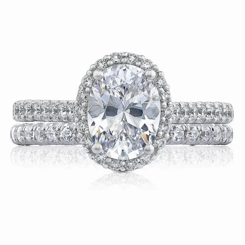 Tacori Petite Crescent 18KW Oval Bloom Engagement Ring