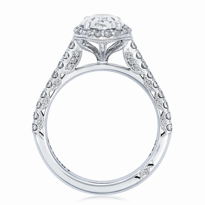 Tacori Petite Crescent 18KW Oval Bloom Engagement Ring