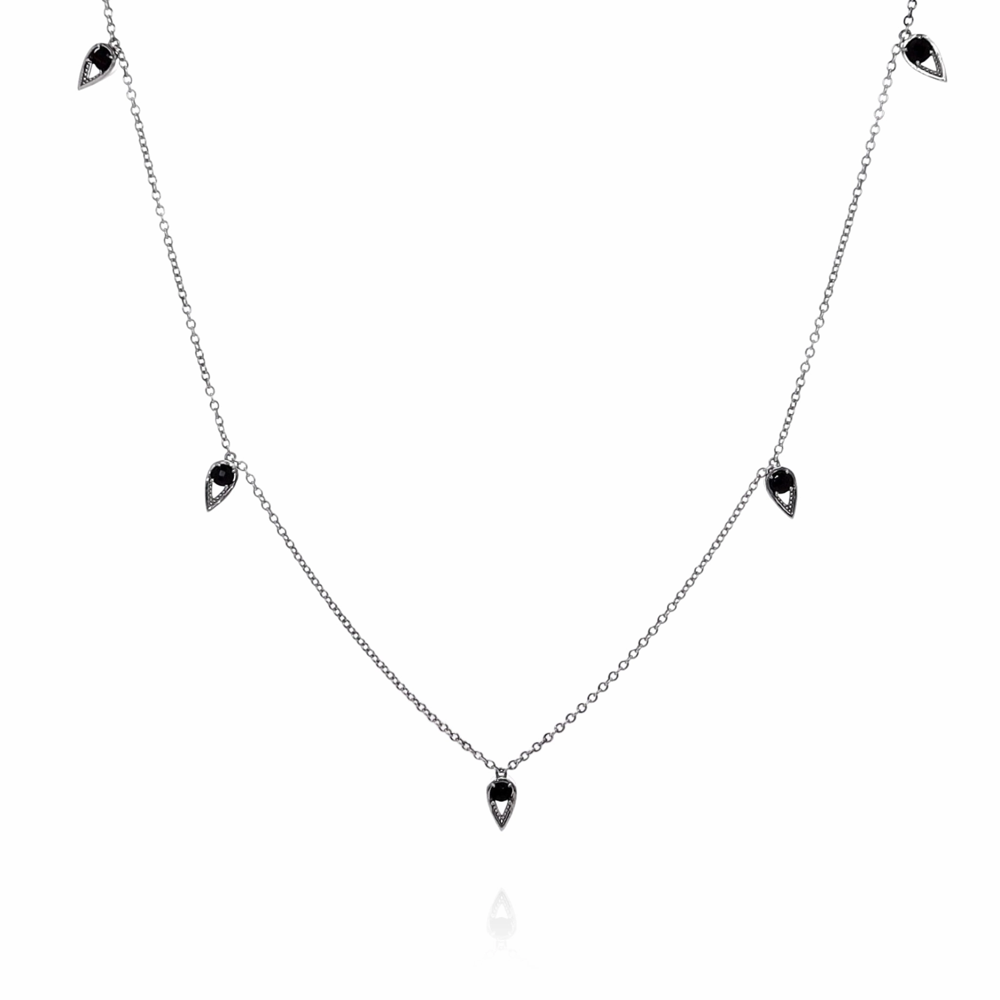Tacori Sterling Silver Faceted Onyx Bead Station Necklace