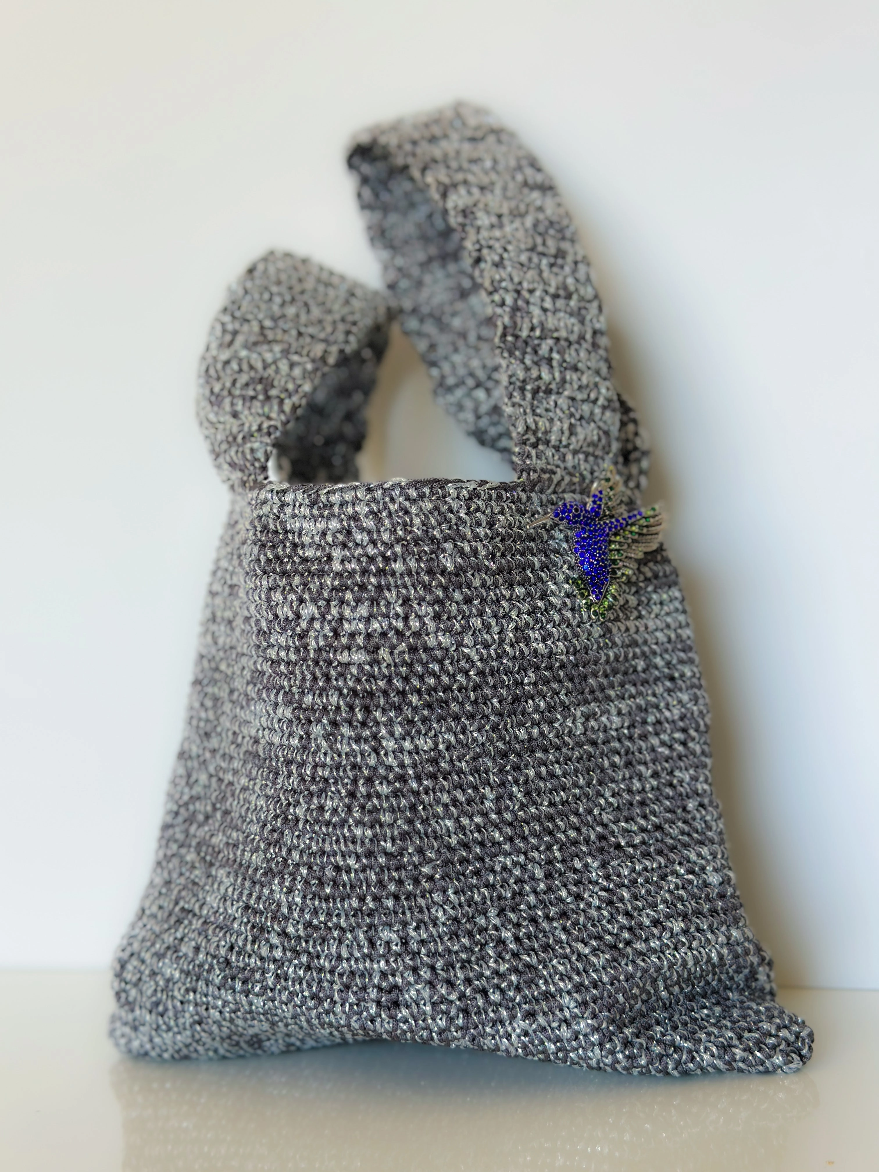 Therese Handwoven Bag -Grey/Silver