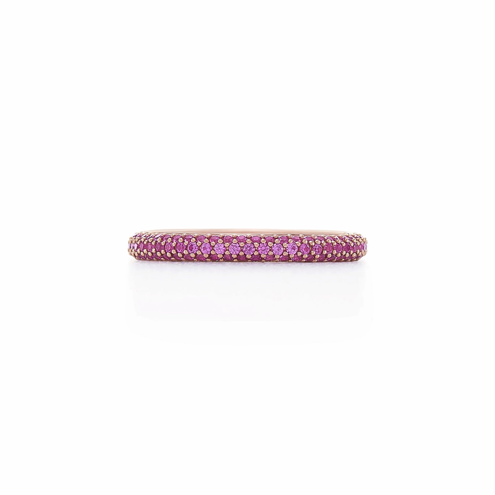 Three-Row Ring with Pav?? Pink Sapphires
