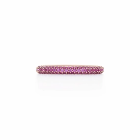 Three-Row Ring with Pav?? Pink Sapphires