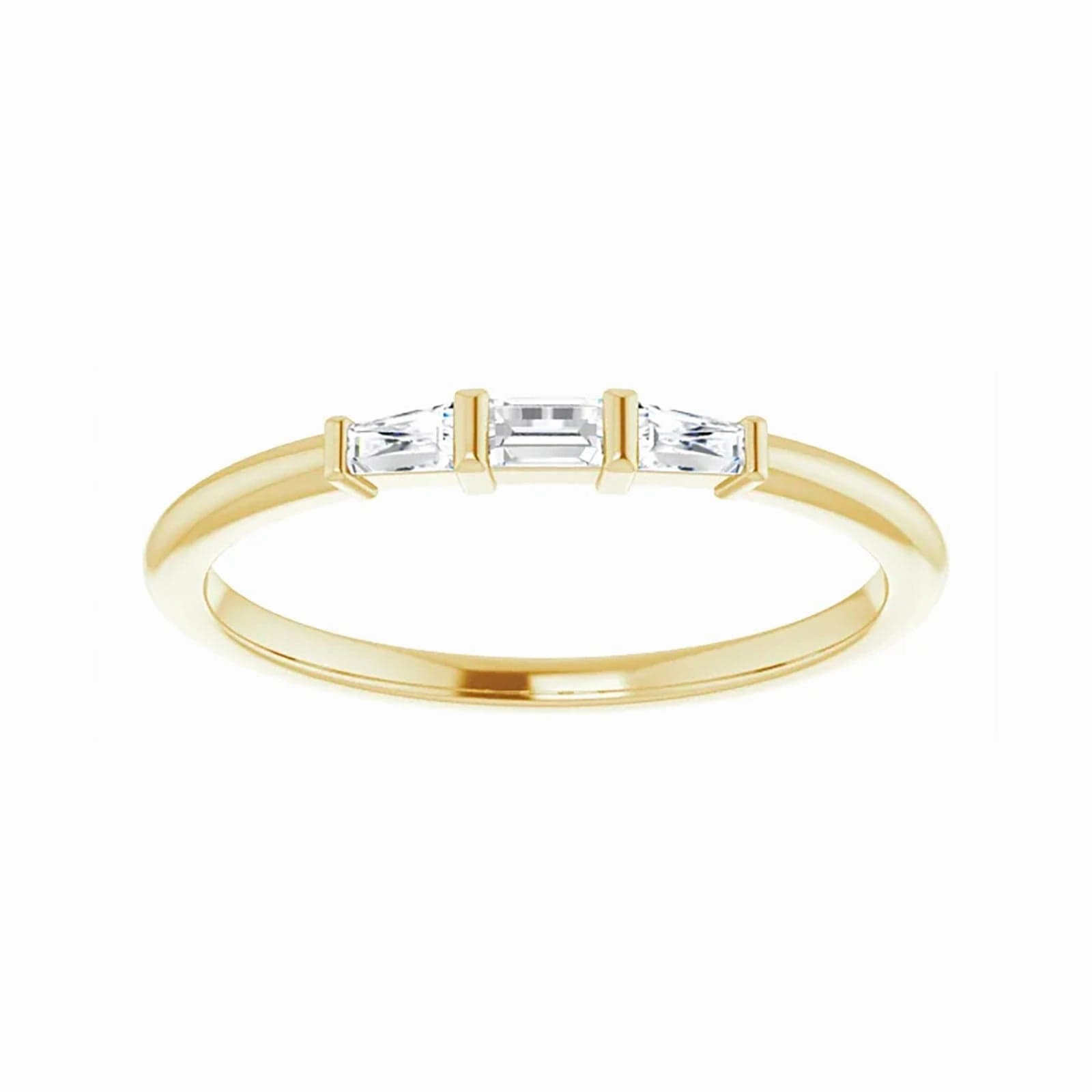 Three-Stone Ring with Diamond Baguettes