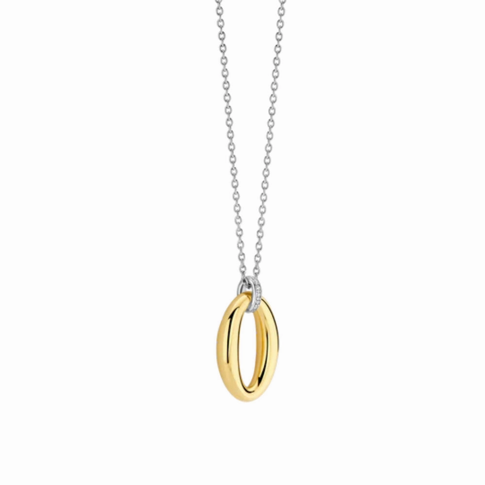 Ti Sento Two-Tone Oval Drop Pendant Necklace