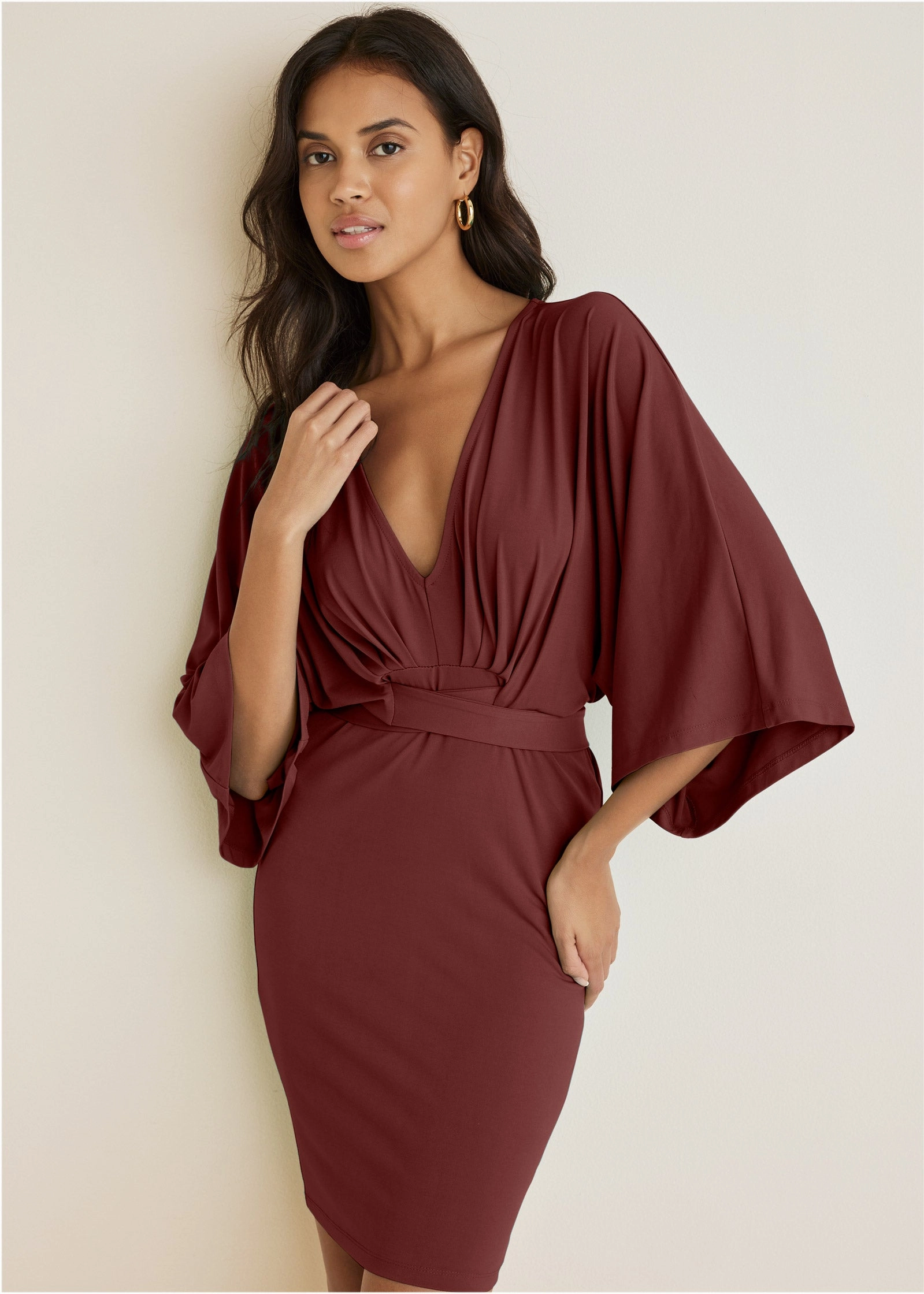 Tie Front Dress - Auburn