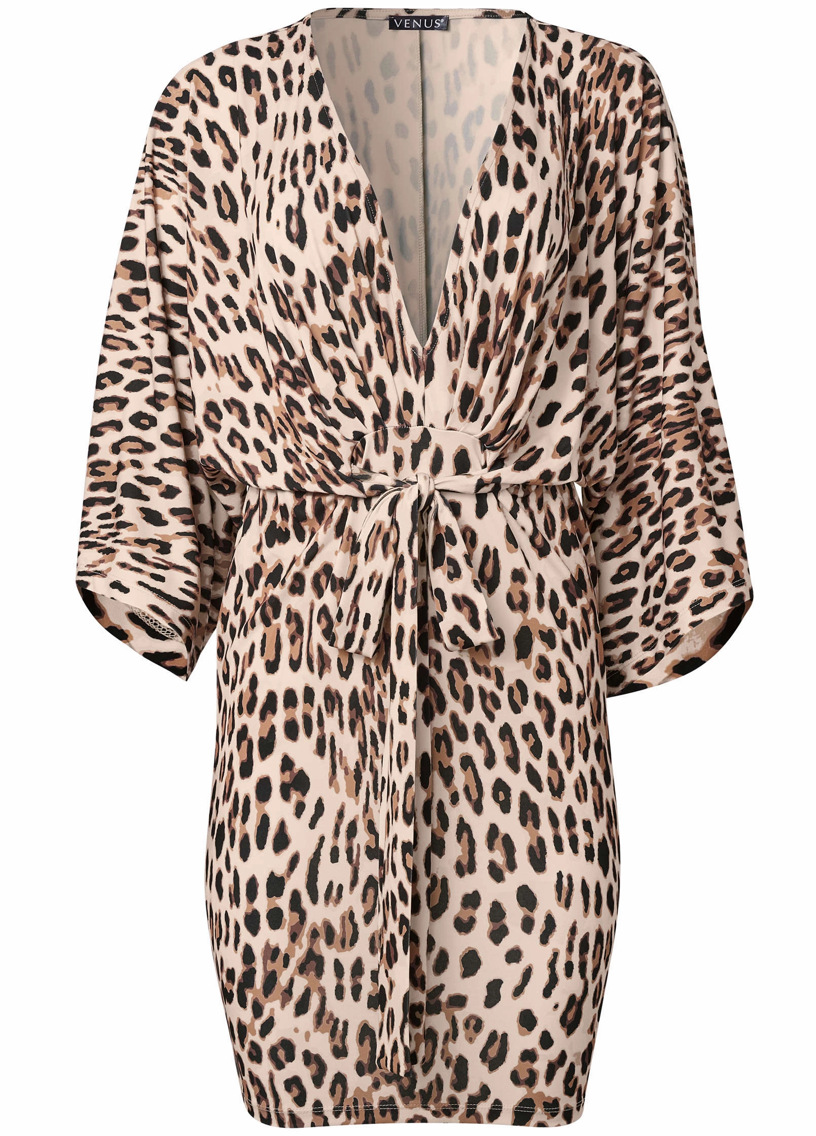 Tie Front Dress - Brown Multi