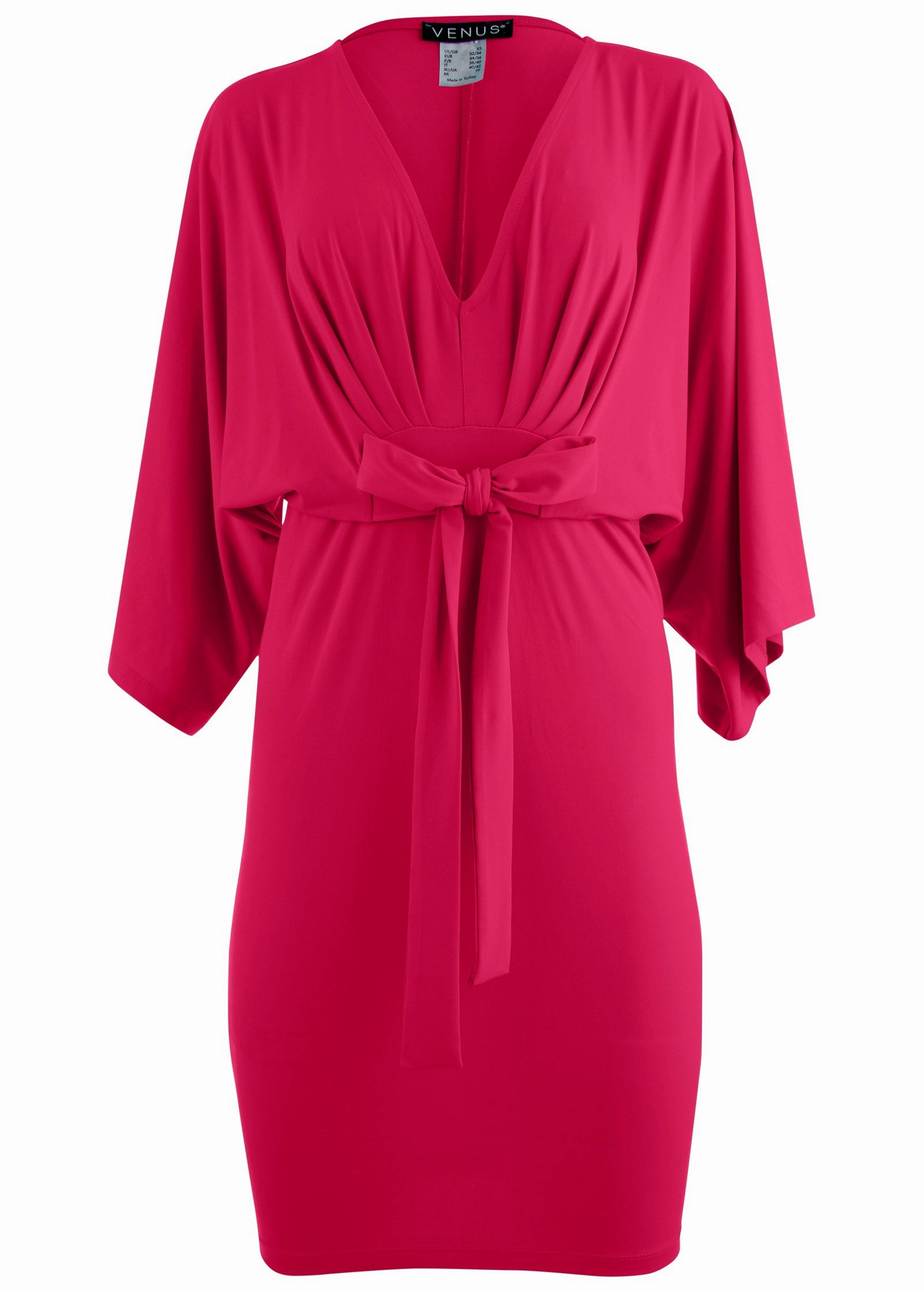 Tie Front Dress - Dark Pink