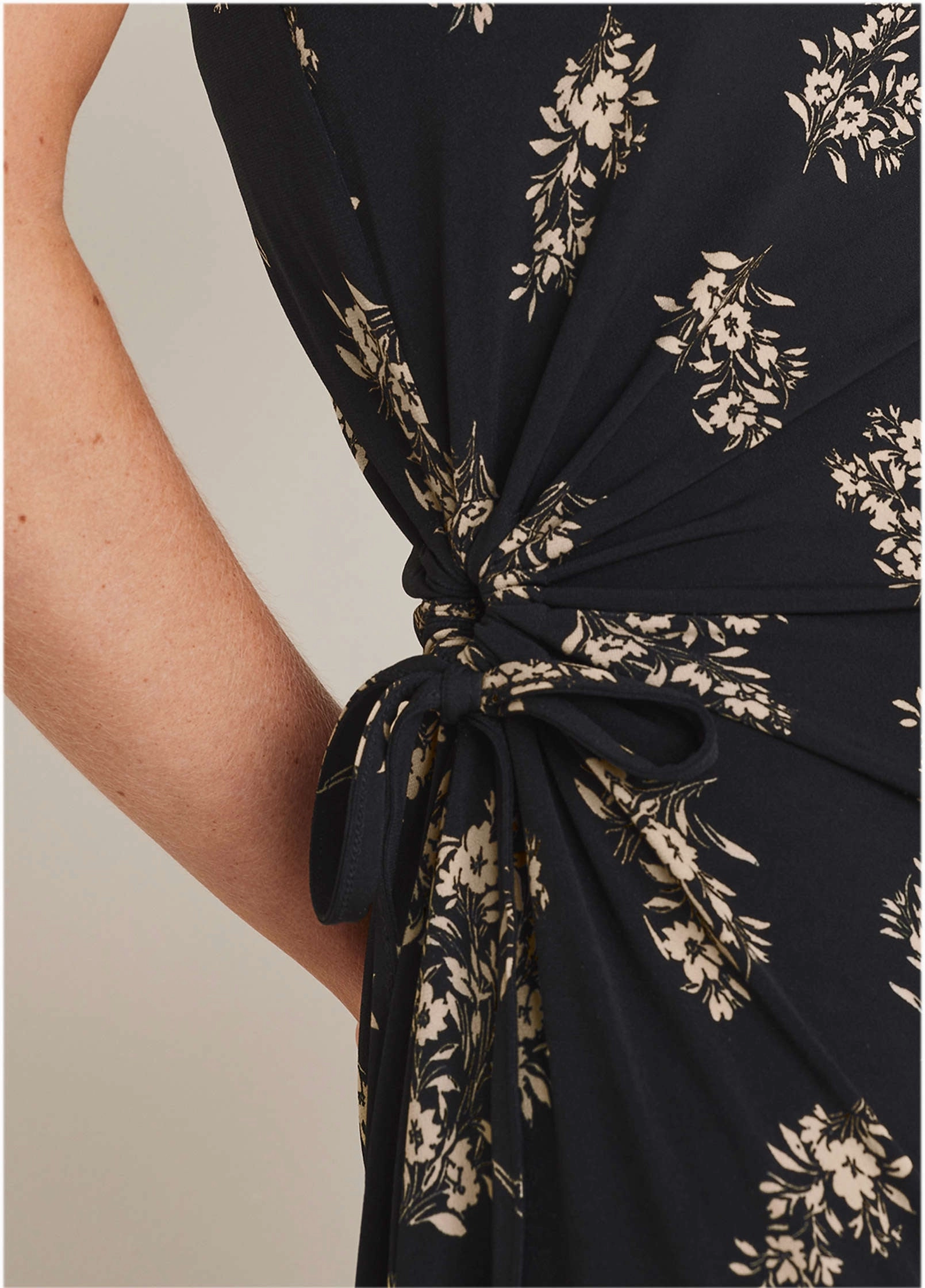 Tie Side Midi Dress - Tossed Wildflowers