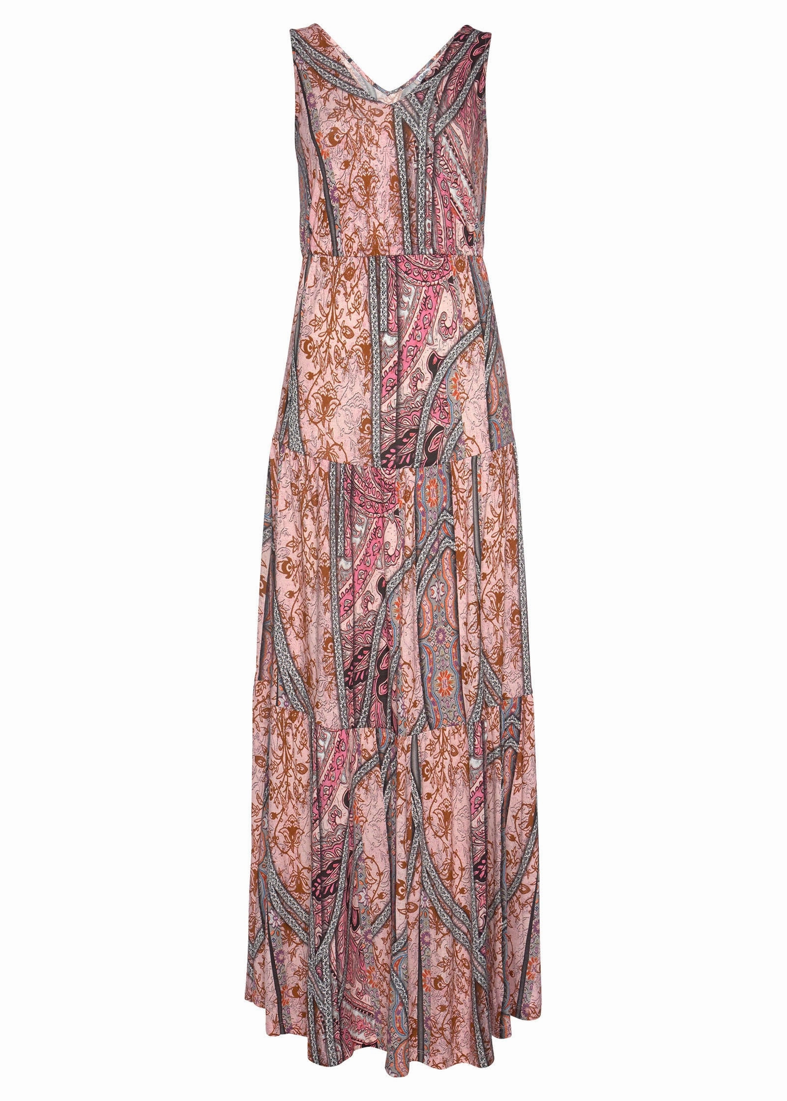 Tiered Maxi Dress - Pink & Red
