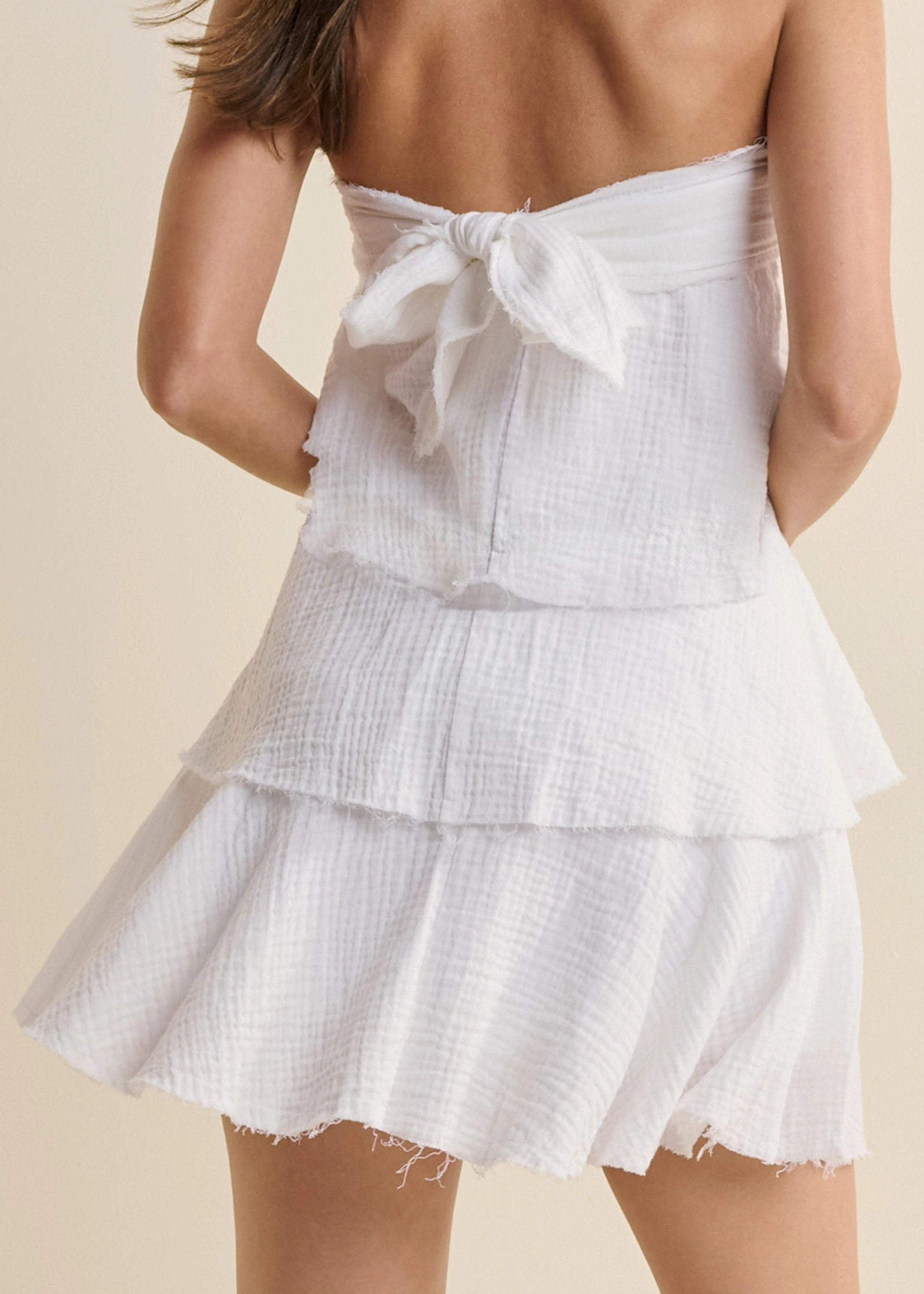 Tiered Ruffle Mini Dress - White