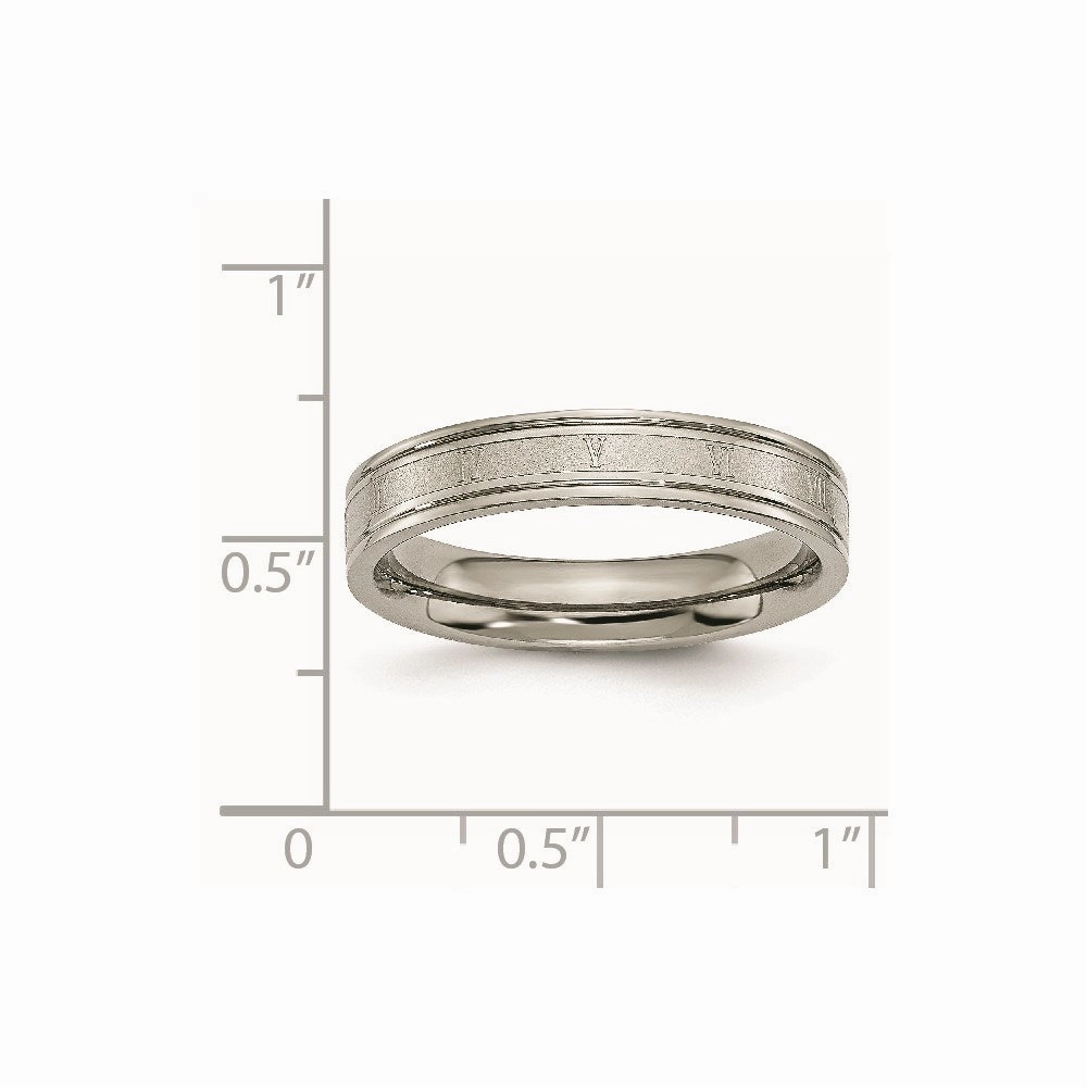 Titanium 4mm Brushed and Polished Roman Numerals Band | TB248