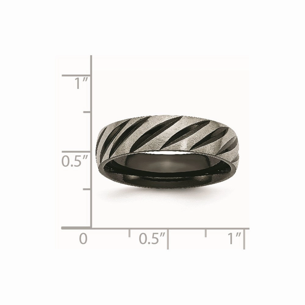 Titanium 6mm Black IP-plated Swirl Brushed & Polished Band | TB299