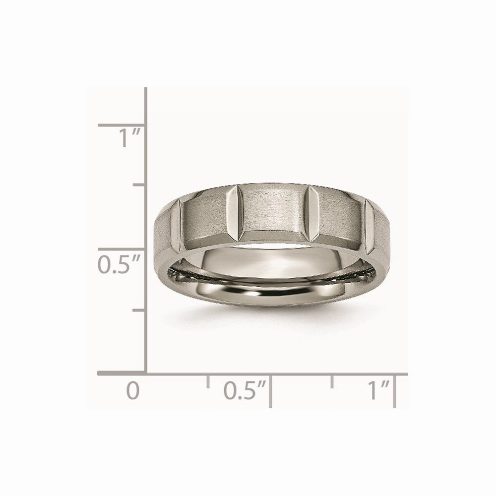 Titanium 6mm Grooved Satin and Polished Band | TB323