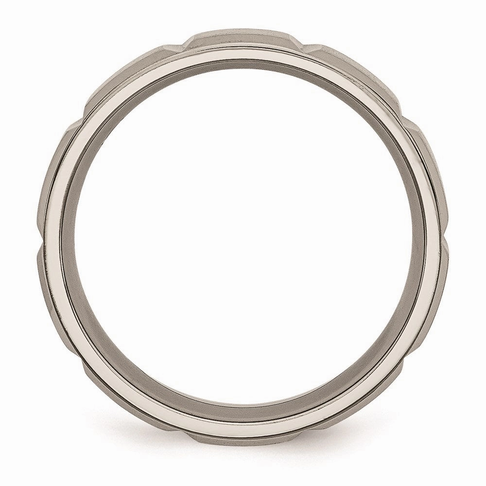 Titanium 6mm Grooved Satin and Polished Band | TB323