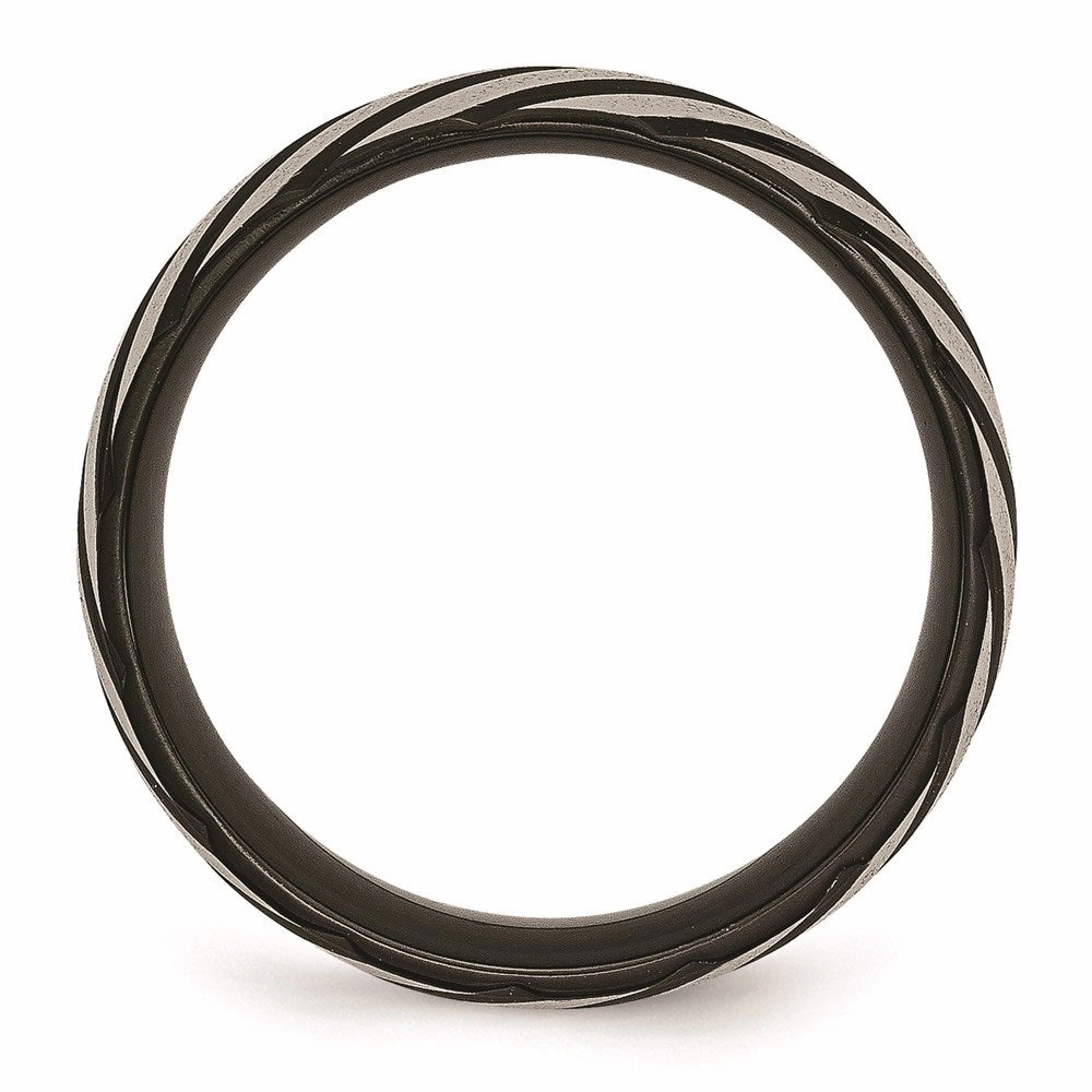 Titanium 8mm Black IP-plated Swirl Brushed & Polished Band | TB300