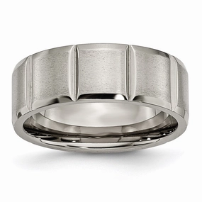 Titanium 8mm Grooved Satin & Polished Band | TB324
