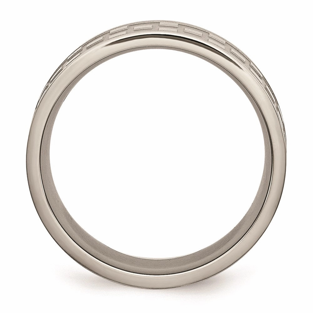 Titanium 8mm Satin and Polished Checkered Band | TB245