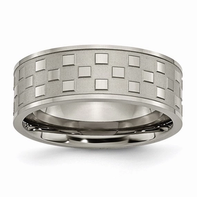 Titanium 8mm Satin and Polished Checkered Band | TB245