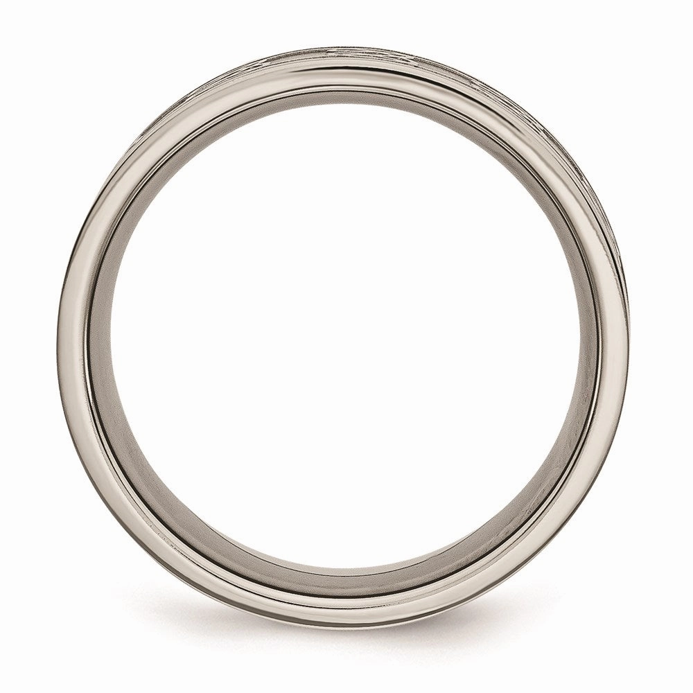 Titanium 8mm Satin and Polished Scroll Design Band | TB258