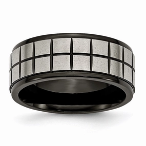 Titanium 9mm Black IP-plated Brushed & Polished Band | TB268