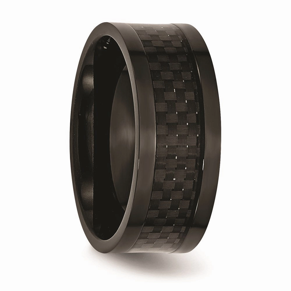 Titanium 9mm Black IP-plated w/Carbon Fiber Inlay Polished Band | TB316