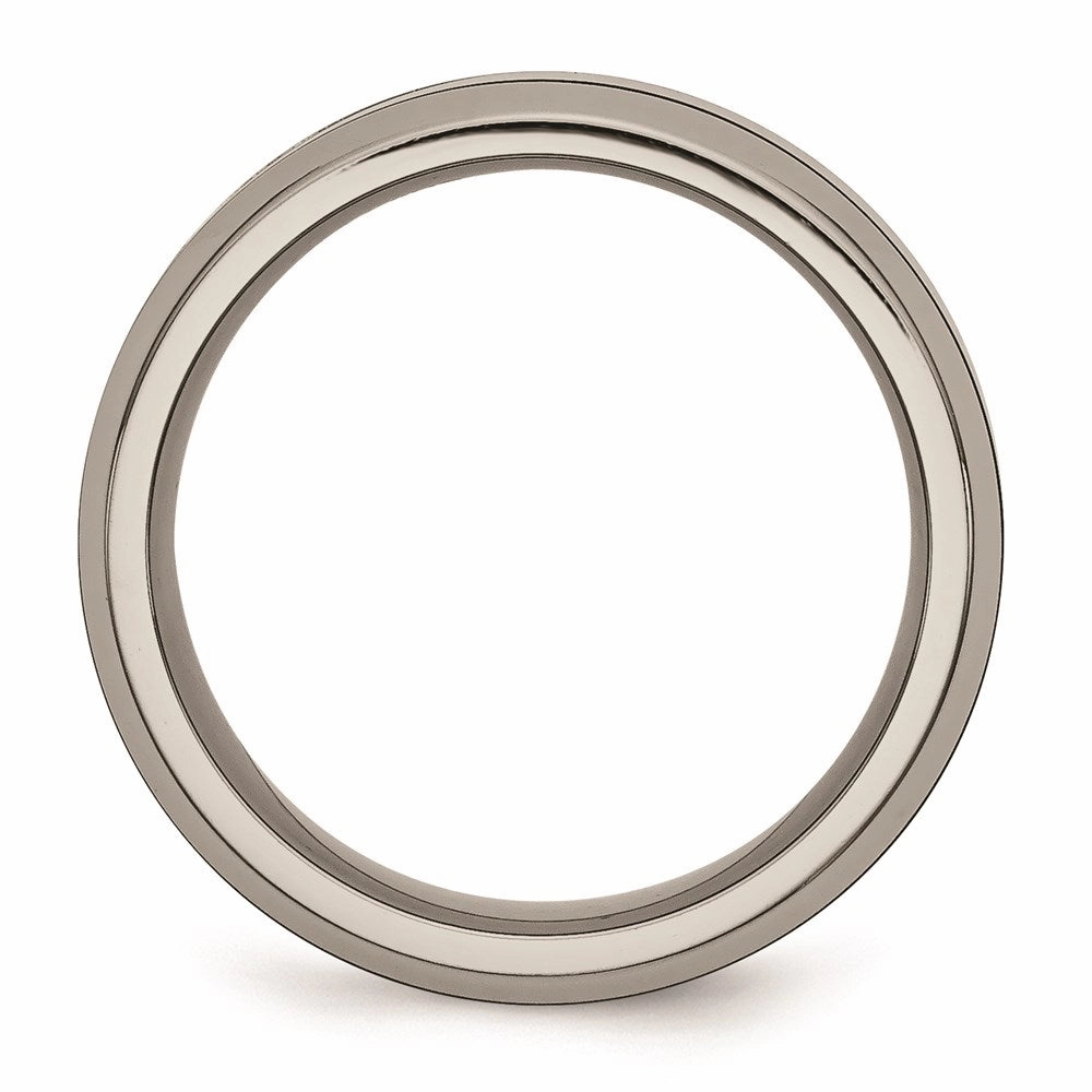 Titanium Base w/Polished Black Ceramic Center Beveled 8mm Band | TB382