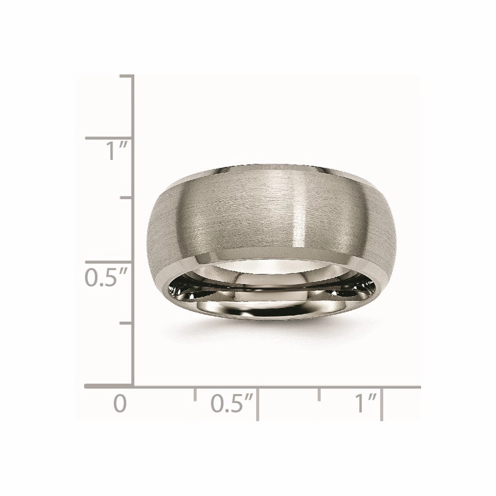 Titanium Beveled Edge 10mm Satin and Polished Band | TB113